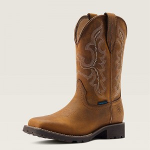 Ariat Unbridled Rancher Waterproof Western Boot Oily Distressed Tan Polska | YHRNKU-576