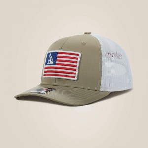 Ariat Usa Flag Patch Logo Cap Tan Polska | LDGMQH-157