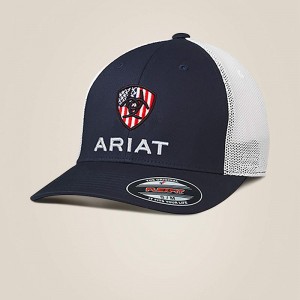 Ariat Usa Flag Shield Logo Cap Granatowe Polska | REAHFU-236