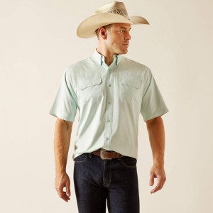 Ariat Venttek Outbound Classic Fit Shirt Bleached Aqua Polska | YCNTUH-736