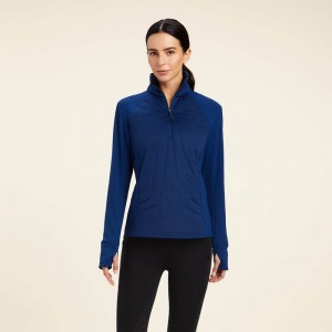 Ariat Venture 1/2 Zip Sweatshirt Niebieskie Polska | EUSBLQ-931