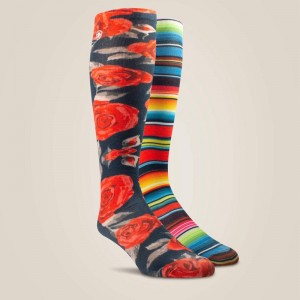 Ariat Western Beauty Knee High Sock 2 Pair Multi Color Pack Różowe Polska | MQZLVI-567