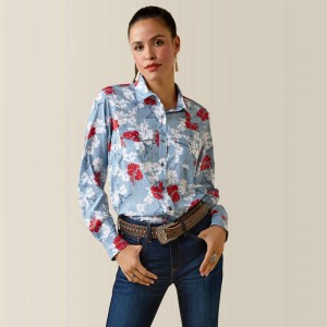 Ariat Western Venttek Stretch Shirt Czerwone Białe Niebieskie Polska | CZWLSD-760