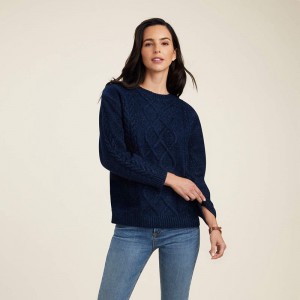 Ariat Winter Quarter Sweater Granatowe Polska | SNVCKY-430