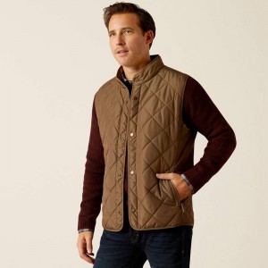 Ariat Woodside Vest Camel Herringbone Polska | HNVUTD-469