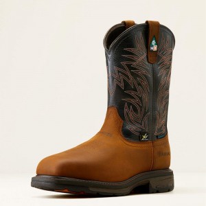 Ariat Workhog Metguard Csa Waterproof Composite Toe Work Boot Ciemny Niebieskie Polska | OCJFLZ-306