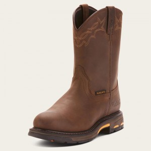 Ariat Workhog Waterproof Work Boot Brązowe Polska | GXLBQS-012