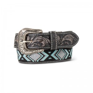 Ariat Woven Geo Inlay Belt Niebieskie Polska | HSTGKC-471