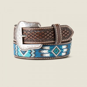 Ariat Woven Geometric Inlay Belt Niebieskie Polska | TLZANK-046