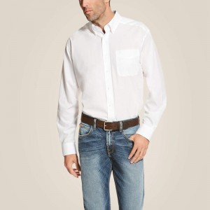 Ariat Wrinkle Free Solid Shirt Białe Polska | HJNKQA-980