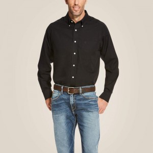 Ariat Wrinkle Free Solid Shirt Czarne Polska | DCKJHR-945