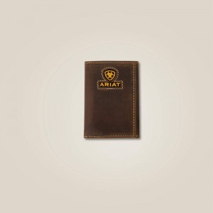 Ariat Yellow Logo Trifold Wallet Brązowe Polska | TUVBOH-935