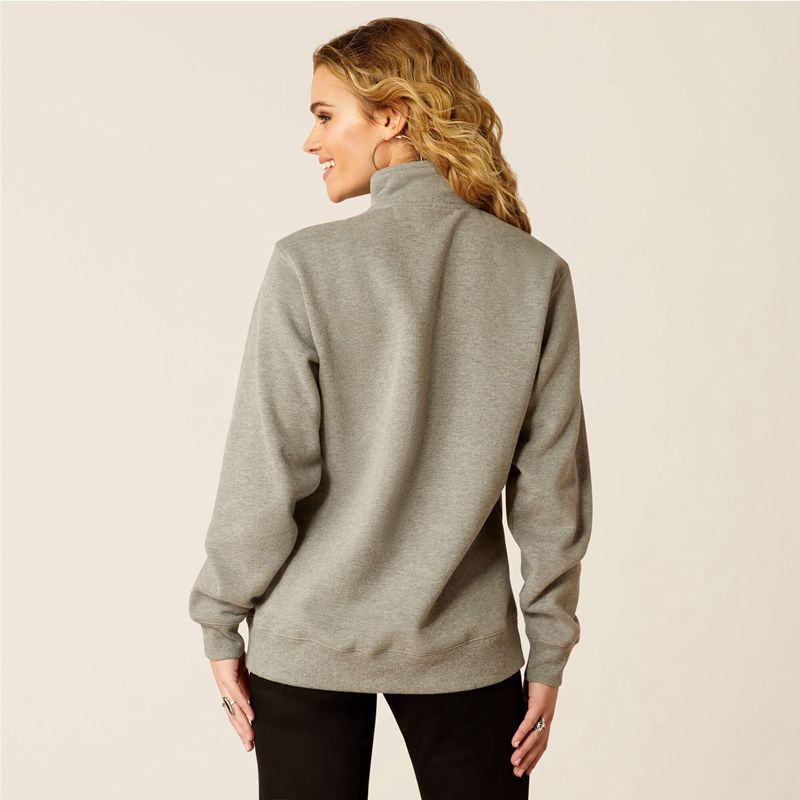 Ariat 1/2 Zip Sweatshirt Szare Polska | SUBALP-923