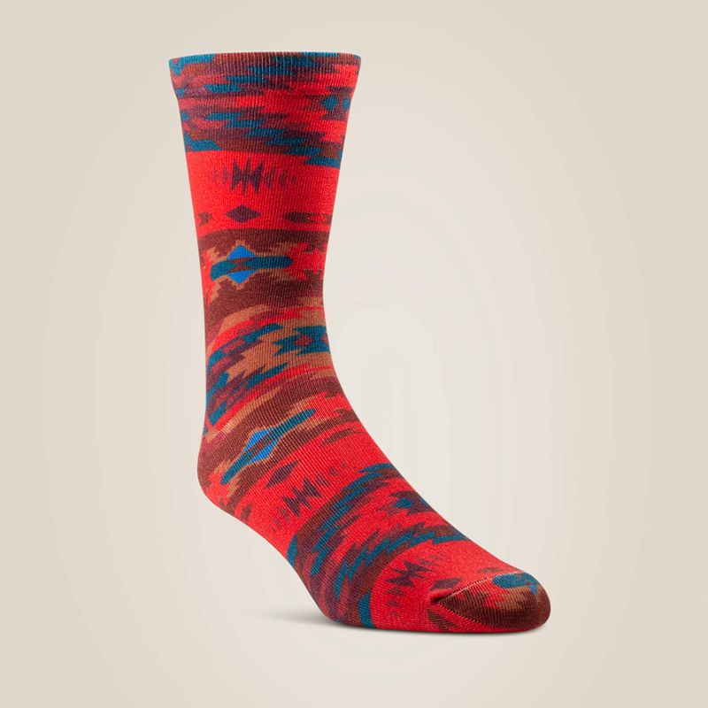 Ariat Adobe Canyon Crew Sock 2 Pair Multi Color Pack Red/Turquoise Polska | KHIGMR-720