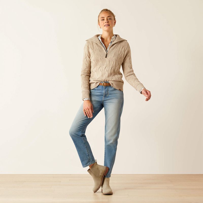 Ariat Alamere Sweater Oatmeal Heather Polska | FGEUXA-481