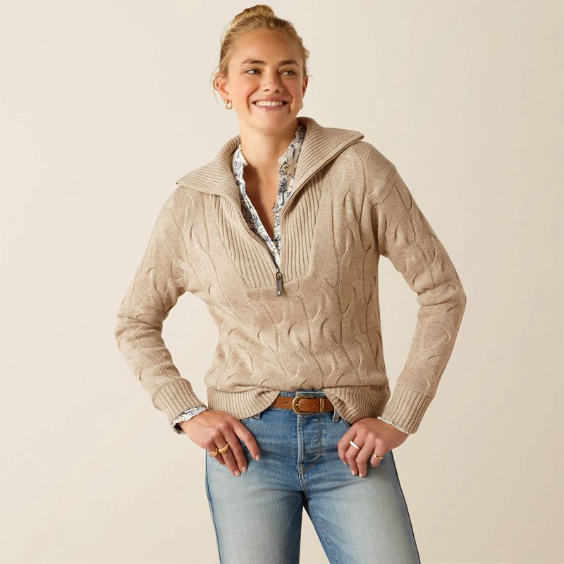 Ariat Alamere Sweater Oatmeal Heather Polska | FGEUXA-481