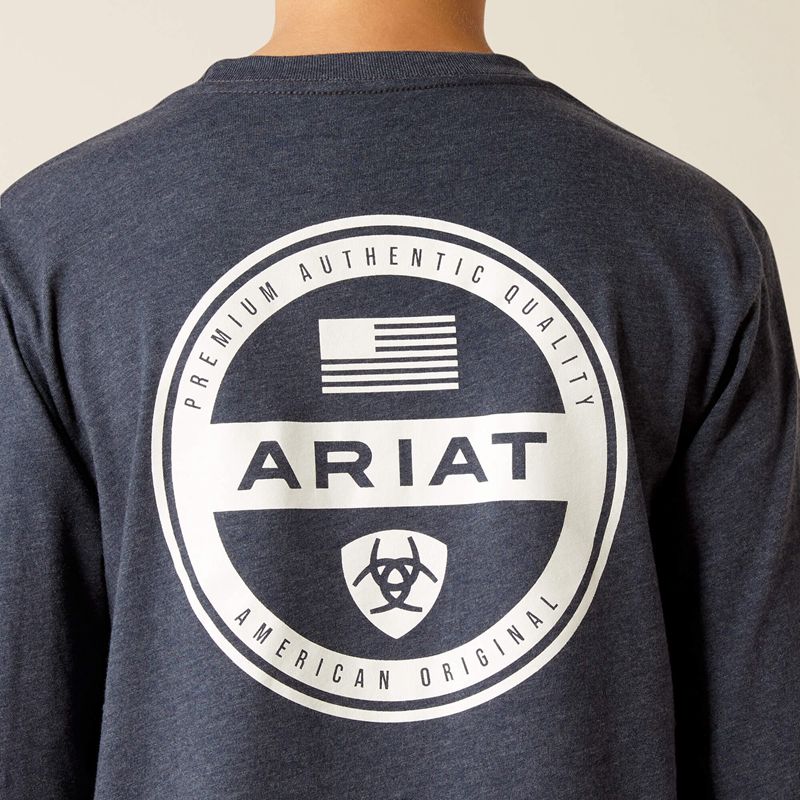 Ariat American Original Circle T-Shirt Granatowe Polska | OXHWKZ-596