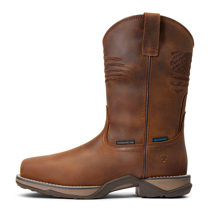 Ariat Anthem Patriot Waterproof Composite Toe Work Boot Brązowe Polska | XHSAZN-937