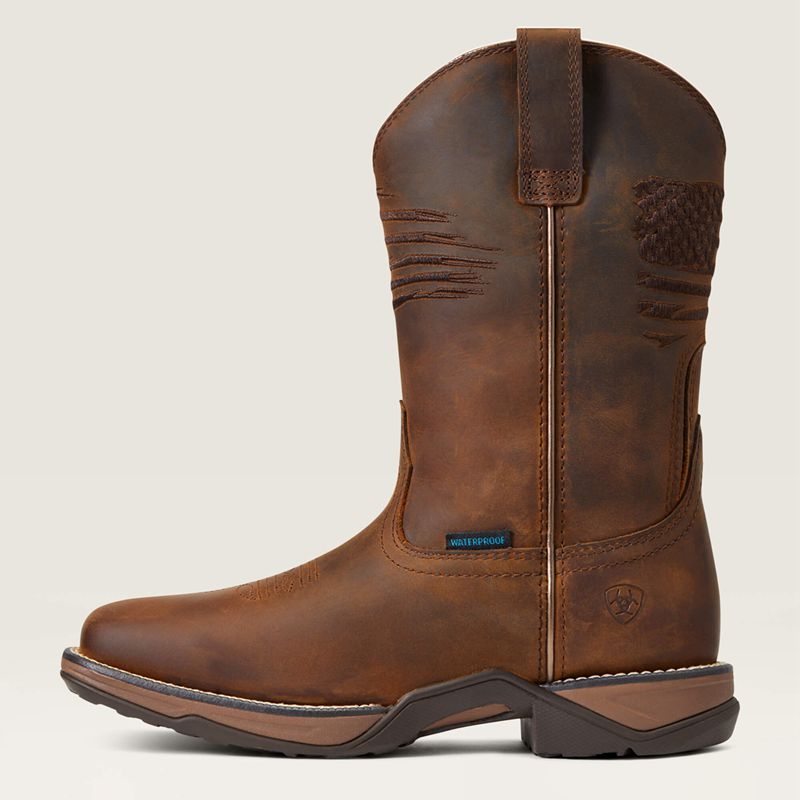 Ariat Anthem Patriot Waterproof Western Boot Brązowe Polska | YTZFWK-859