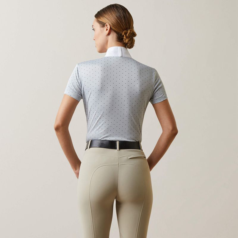 Ariat Aptos Show Shirt Pearl Gray Dot Polska | VYDXNZ-318