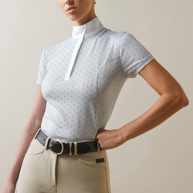 Ariat Aptos Show Shirt Pearl Gray Dot Polska | VYDXNZ-318