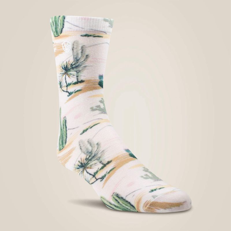 Ariat Arid Landscape Crew Sock 2 Pair Multi Color Pack Cactus/Western Toile Polska | MHKZPC-895