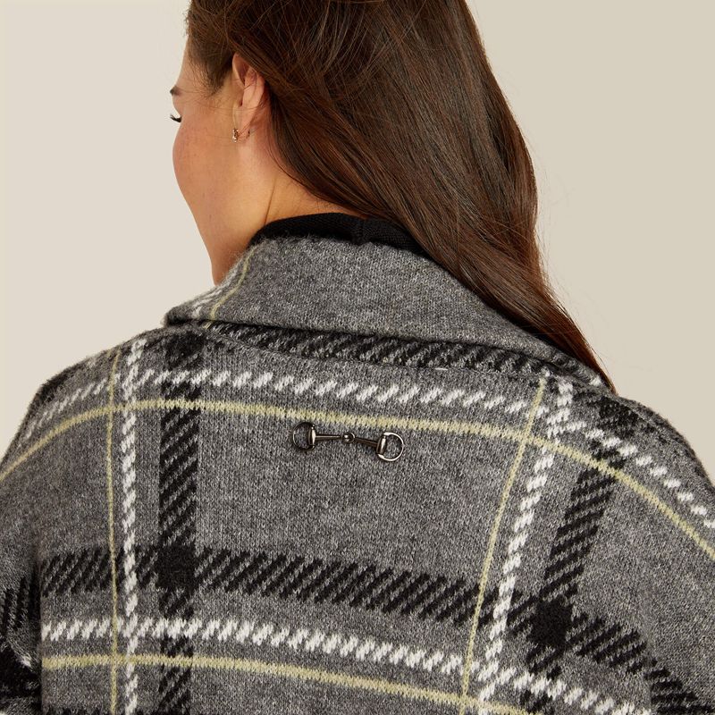 Ariat Ballston Cardigan Charcoal Plaid Polska | NEJPLT-817