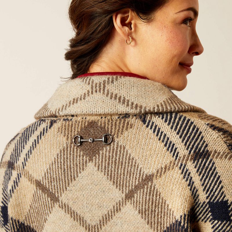 Ariat Ballston Cardigan Oatmeal Plaid Polska | AGWFIR-172