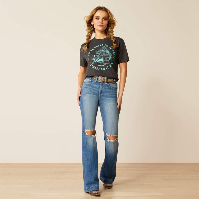 Ariat Barrel Beauty T-Shirt Charcoal Heather Polska | GFPHJV-715