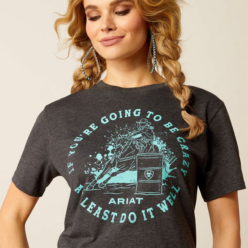 Ariat Barrel Beauty T-Shirt Charcoal Heather Polska | GFPHJV-715