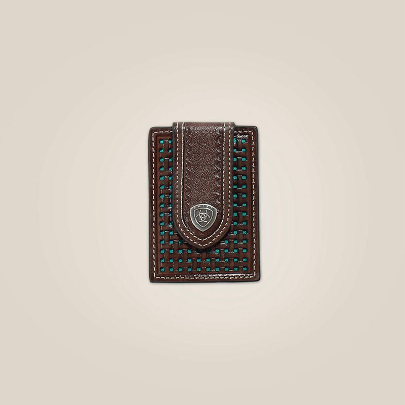 Ariat Basketweave Card Case Brązowe Polska | JQMFAH-024