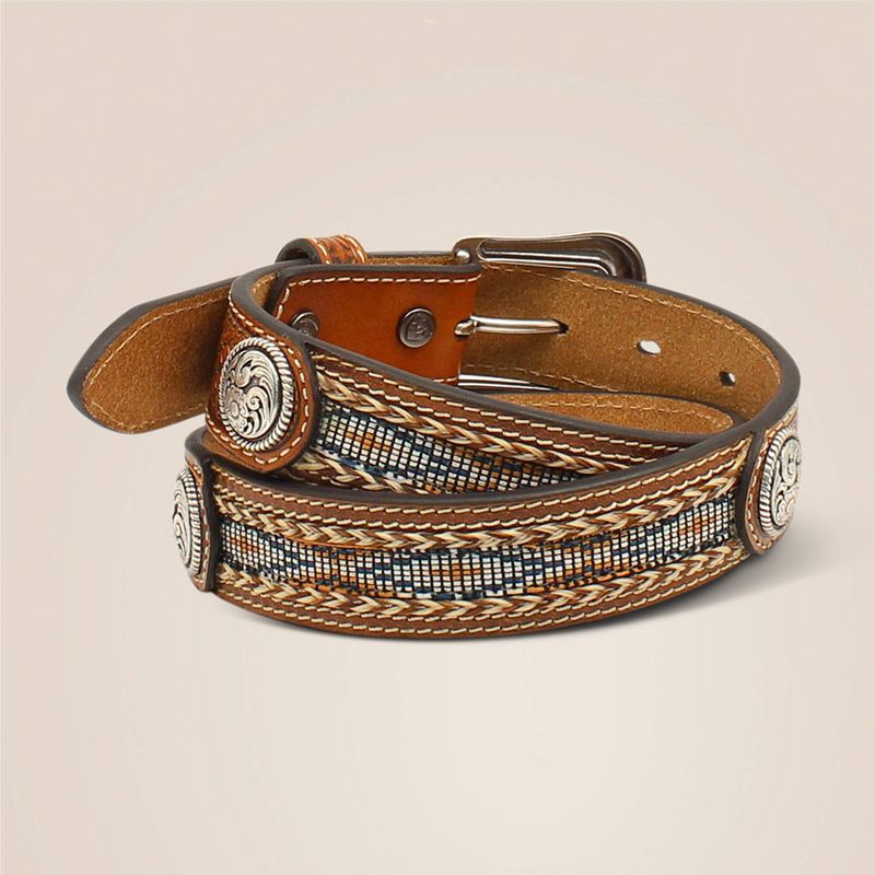 Ariat Beaded Tooled Belt Brązowe Polska | SROABV-102