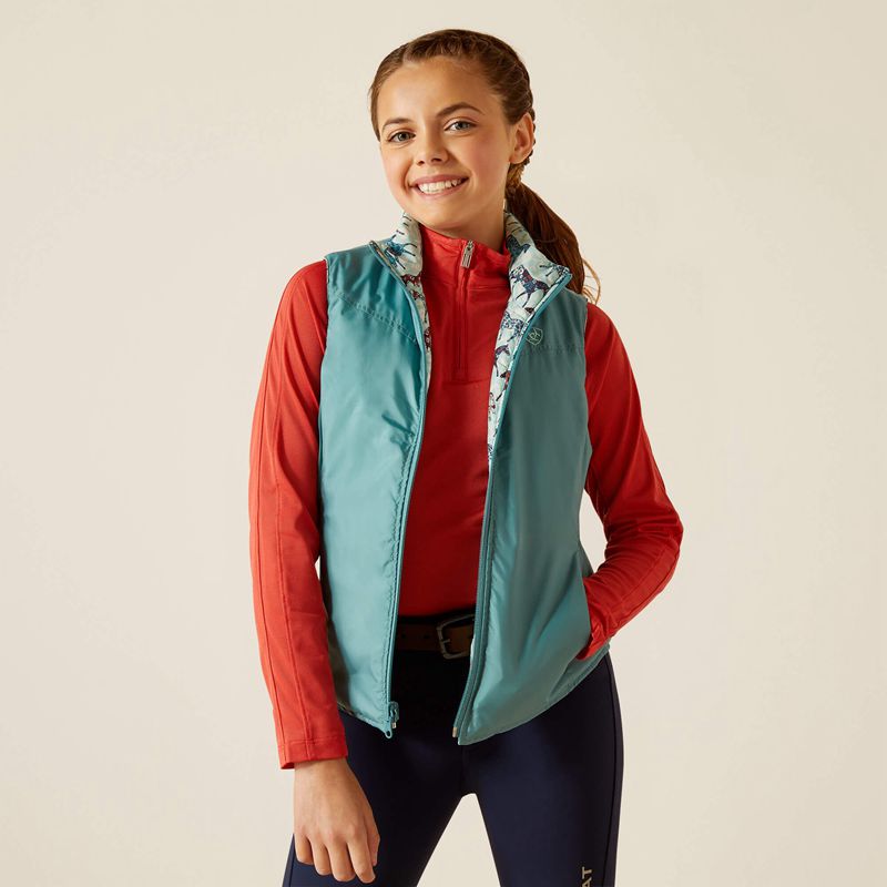 Ariat Bella Reversible Insulated Vest Niebieskie Polska | YISJDB-601