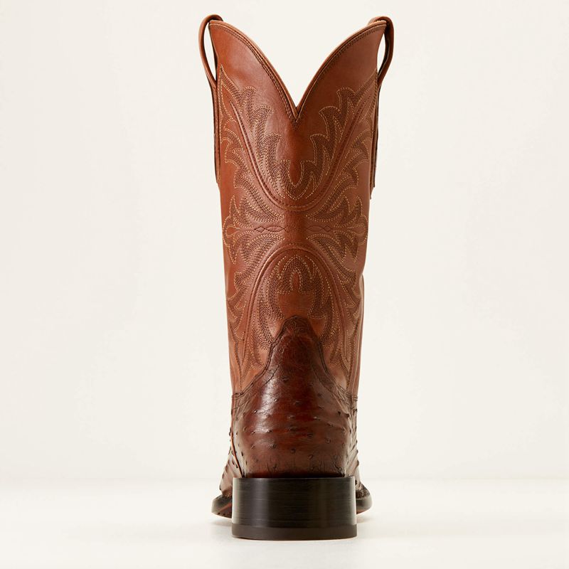 Ariat Bench Made Bassett Western Boot Bourbon Full Quill Ostrich Polska | TKVFXZ-583