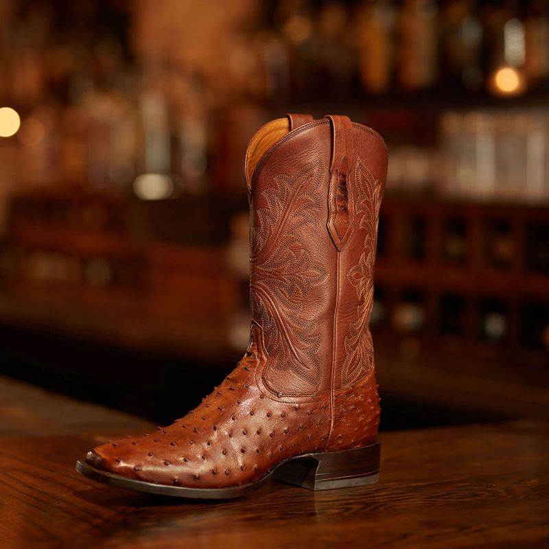 Ariat Bench Made Bassett Western Boot Bourbon Full Quill Ostrich Polska | TKVFXZ-583