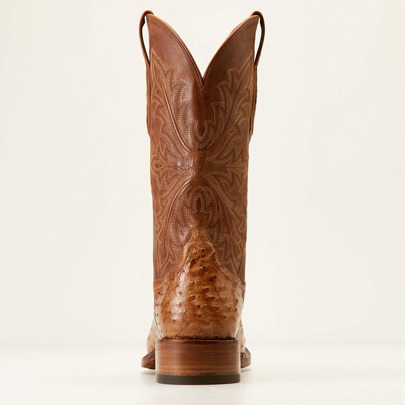 Ariat Bench Made Bassett Western Boot Buckskin Full Quill Ostrich Polska | FSLOPY-846