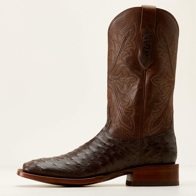 Ariat Bench Made Bassett Western Boot Espresso Full Quill Ostrich Polska | MFVCQH-203