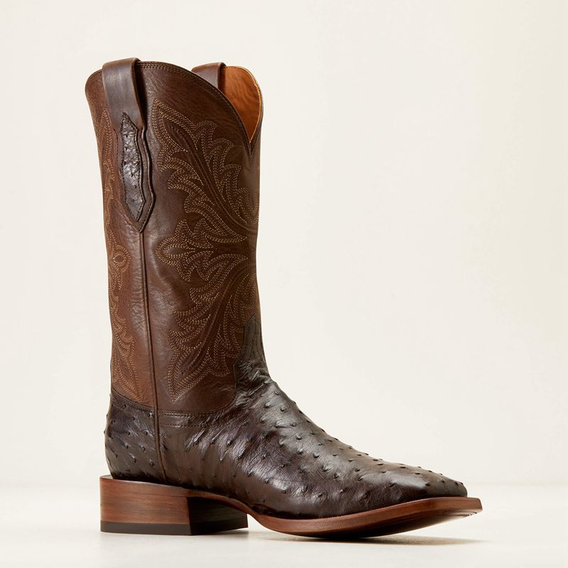 Ariat Bench Made Bassett Western Boot Espresso Full Quill Ostrich Polska | MFVCQH-203