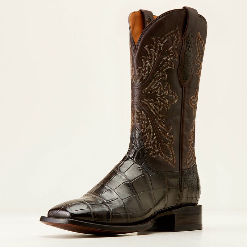 Ariat Bench Made Bassett Western Boot Hickory American Alligator Polska | QXTVLZ-562