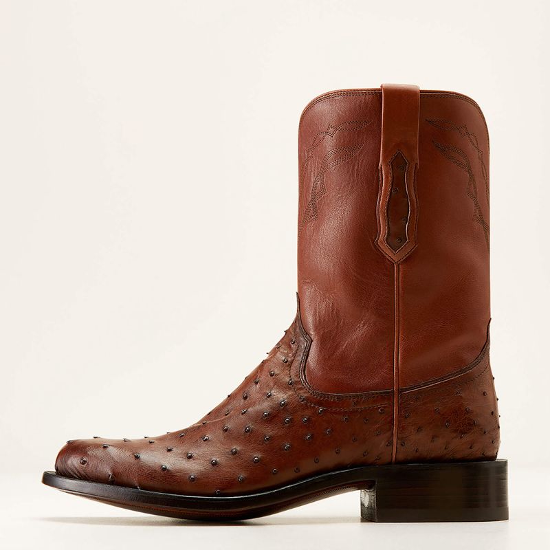 Ariat Bench Made Clanton Western Boot Bourbon Full Quill Ostrich Polska | PARGHN-950