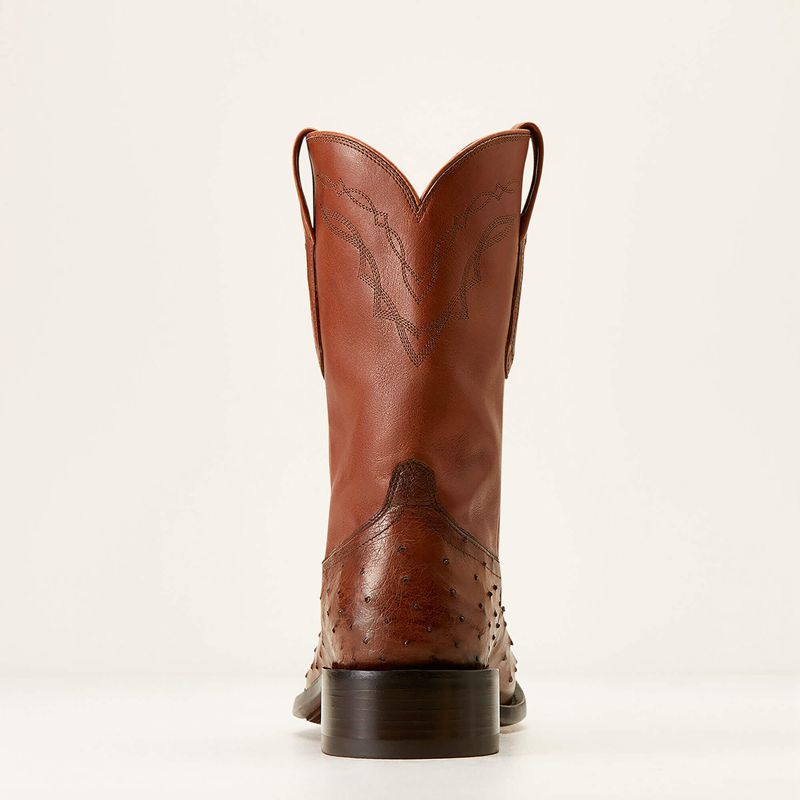 Ariat Bench Made Clanton Western Boot Bourbon Full Quill Ostrich Polska | PARGHN-950