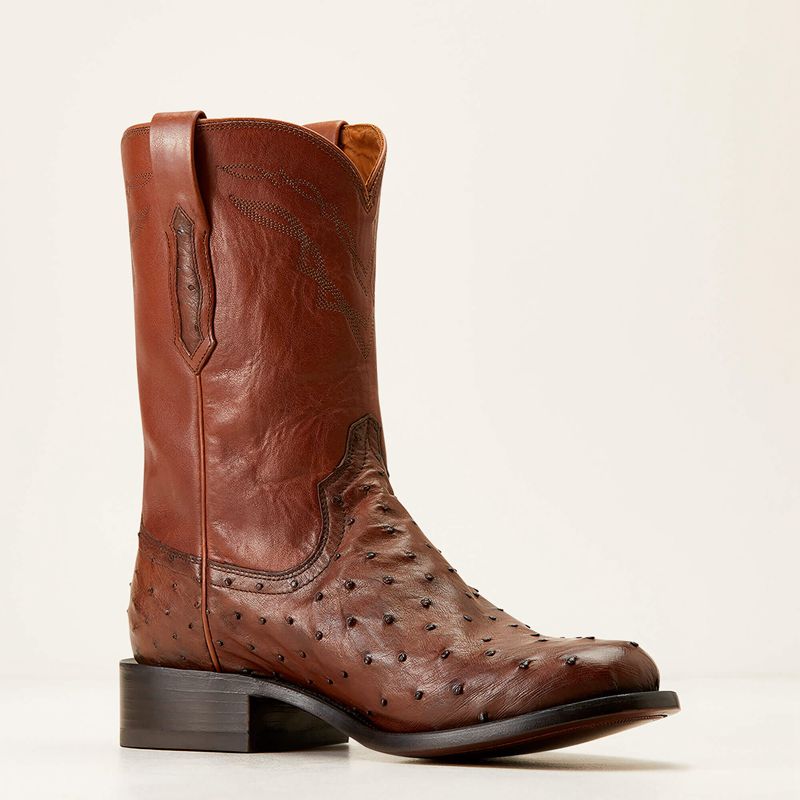 Ariat Bench Made Clanton Western Boot Bourbon Full Quill Ostrich Polska | PARGHN-950