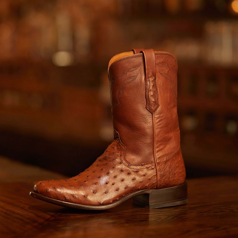 Ariat Bench Made Clanton Western Boot Bourbon Full Quill Ostrich Polska | PARGHN-950