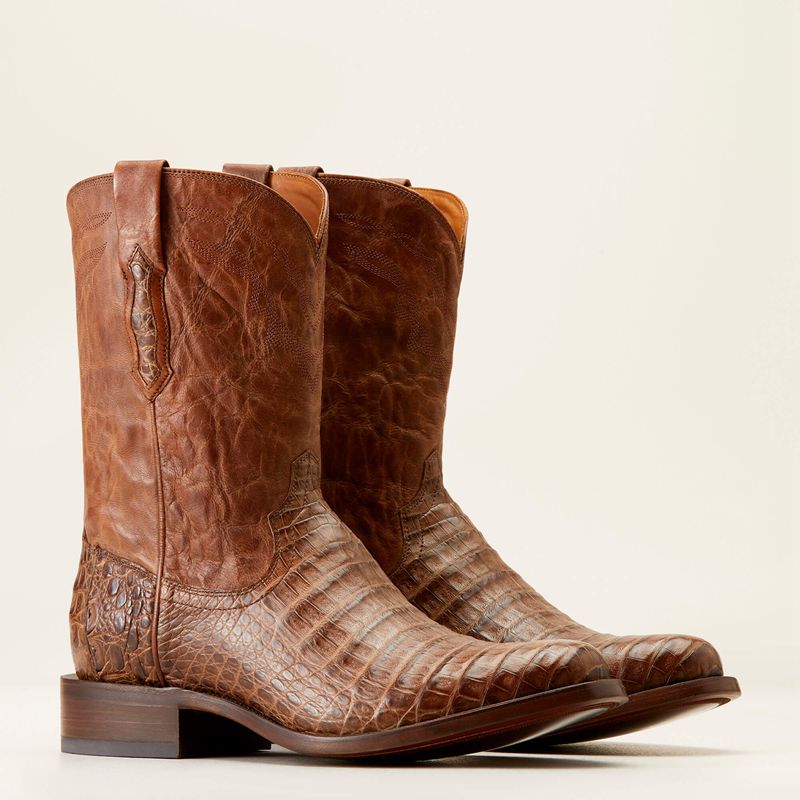 Ariat Bench Made Clanton Western Boot Natural Caiman Belly Polska | HWXKTR-385