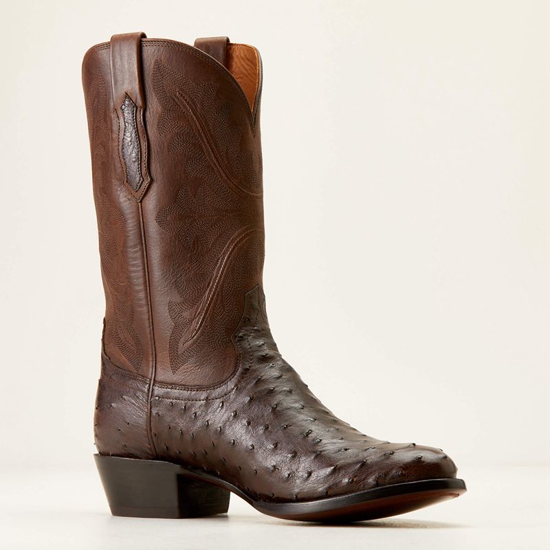 Ariat Bench Made James Western Boot Espresso Full Quill Ostrich Polska | MARGSB-785