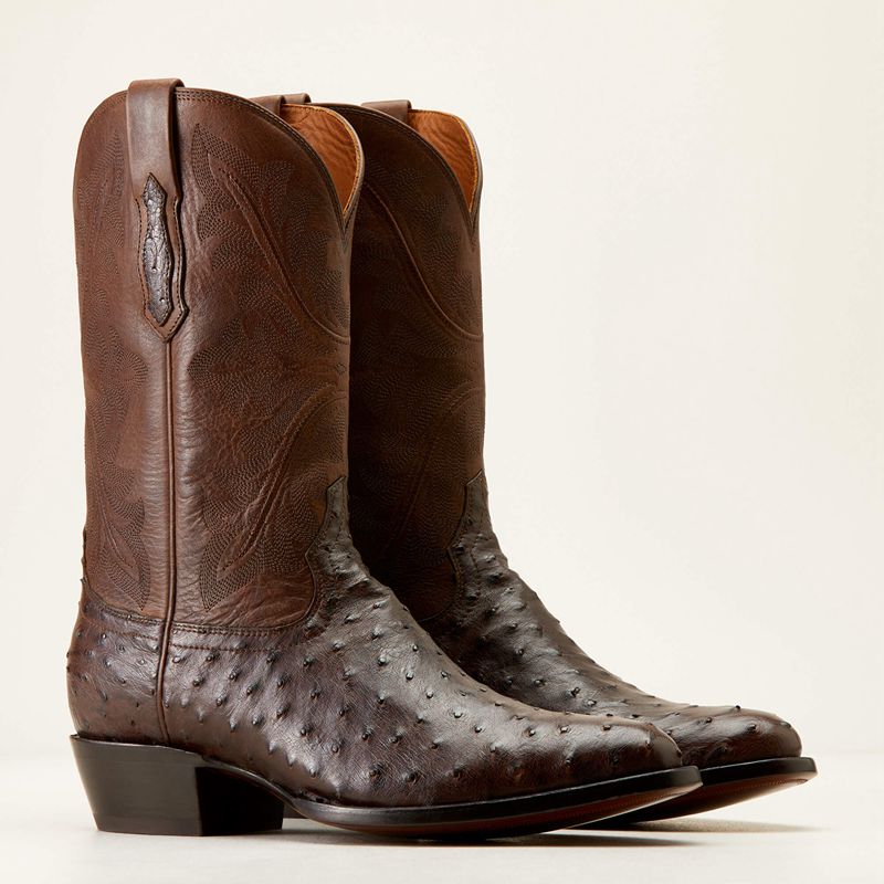 Ariat Bench Made James Western Boot Espresso Full Quill Ostrich Polska | MARGSB-785