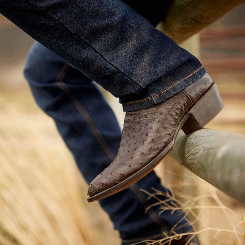 Ariat Bench Made James Western Boot Espresso Full Quill Ostrich Polska | MARGSB-785