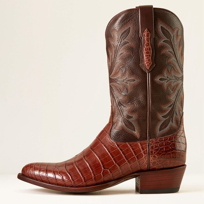 Ariat Bench Made James Western Boot Whiskey Nile Croc/Rustic Tobacco Polska | UNXGAC-368