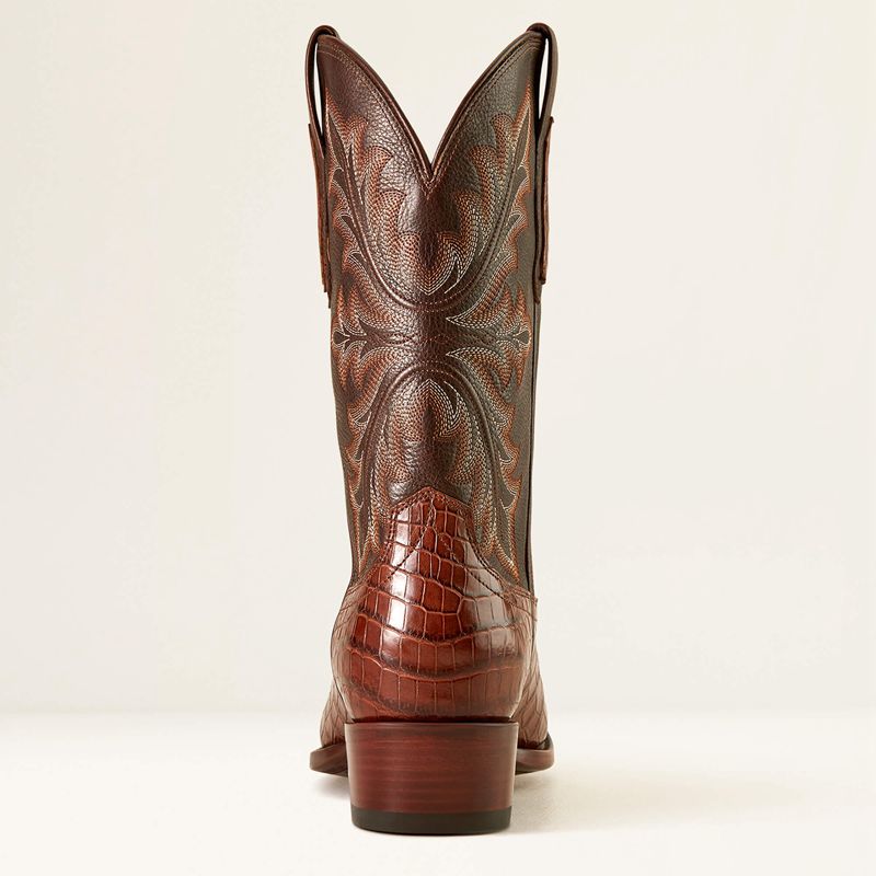 Ariat Bench Made James Western Boot Whiskey Nile Croc/Rustic Tobacco Polska | UNXGAC-368