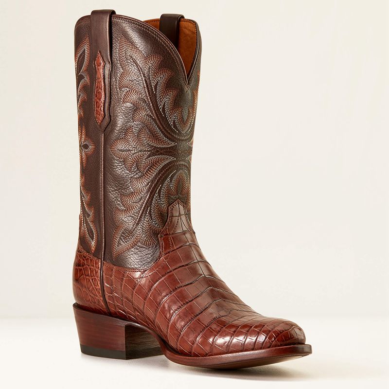 Ariat Bench Made James Western Boot Whiskey Nile Croc/Rustic Tobacco Polska | UNXGAC-368